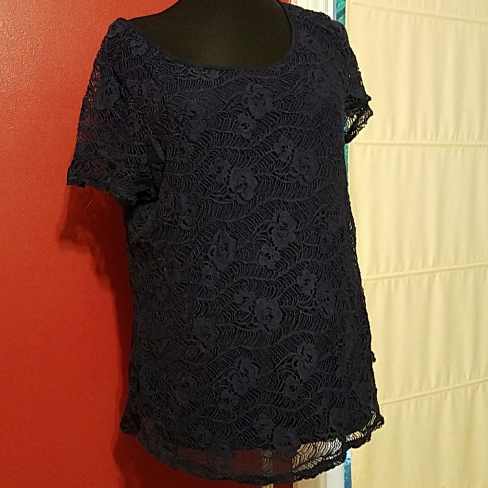 Lace t shirt, navy blue size xl